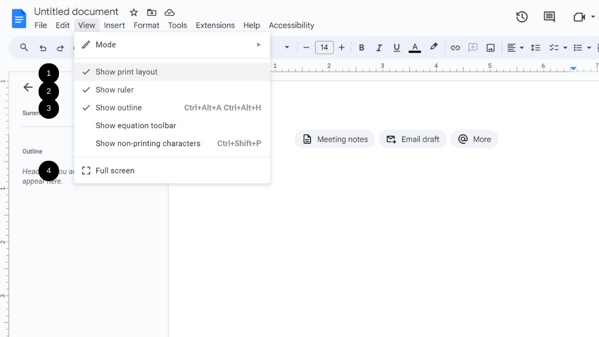 Google Docs document screenshot demonstrating steps to achieve minimalist layout.